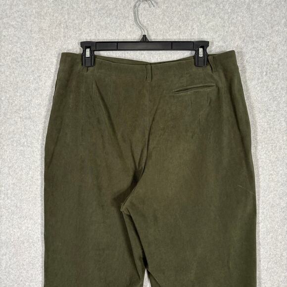 Vintage Talbots Pant Womens 14 Green Faux Suede Trouser Academia Tapered Stretch - Picture 9 of 11